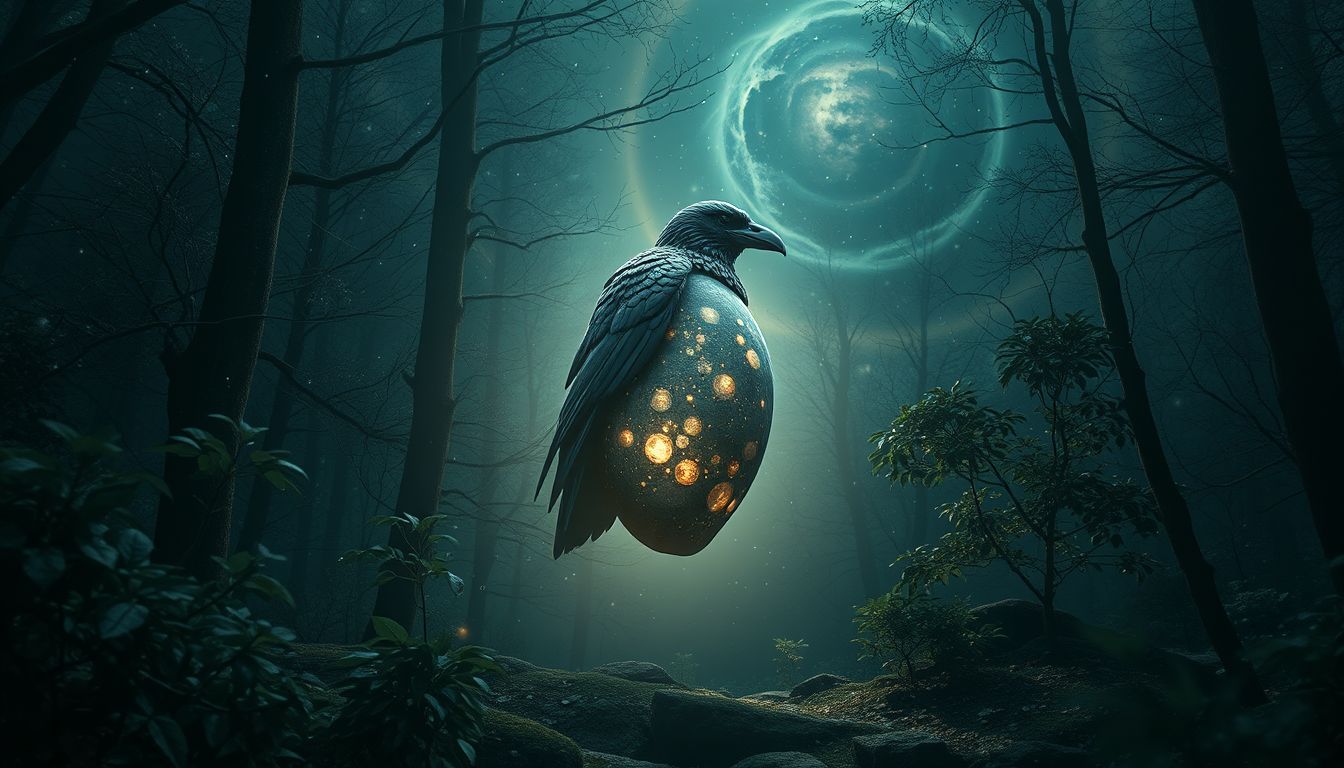 Ein Rabenstein im Wald symbolisiert oft verborgene Weisheit und Schutz.