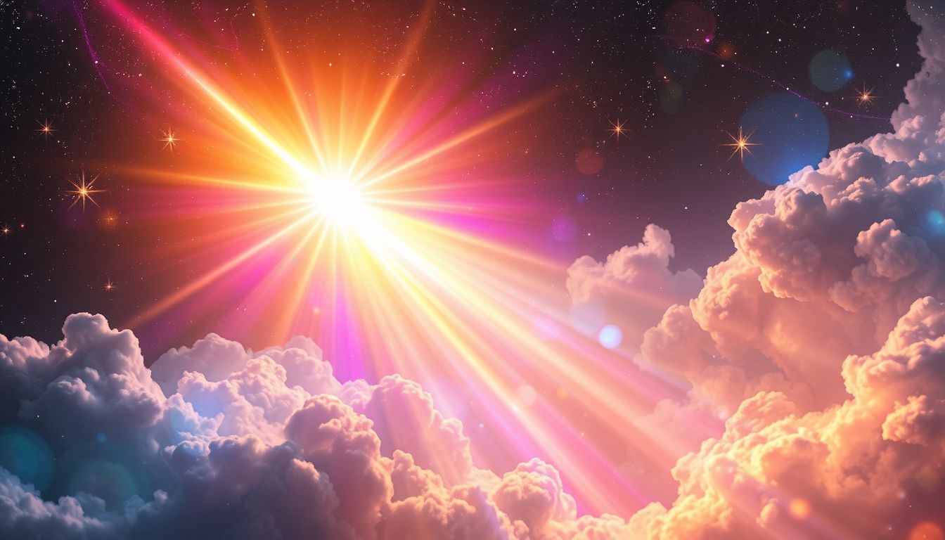 Ein farbiger Lichtstrahl symbolisiert emotionale Vielfalt und Hoffnung.