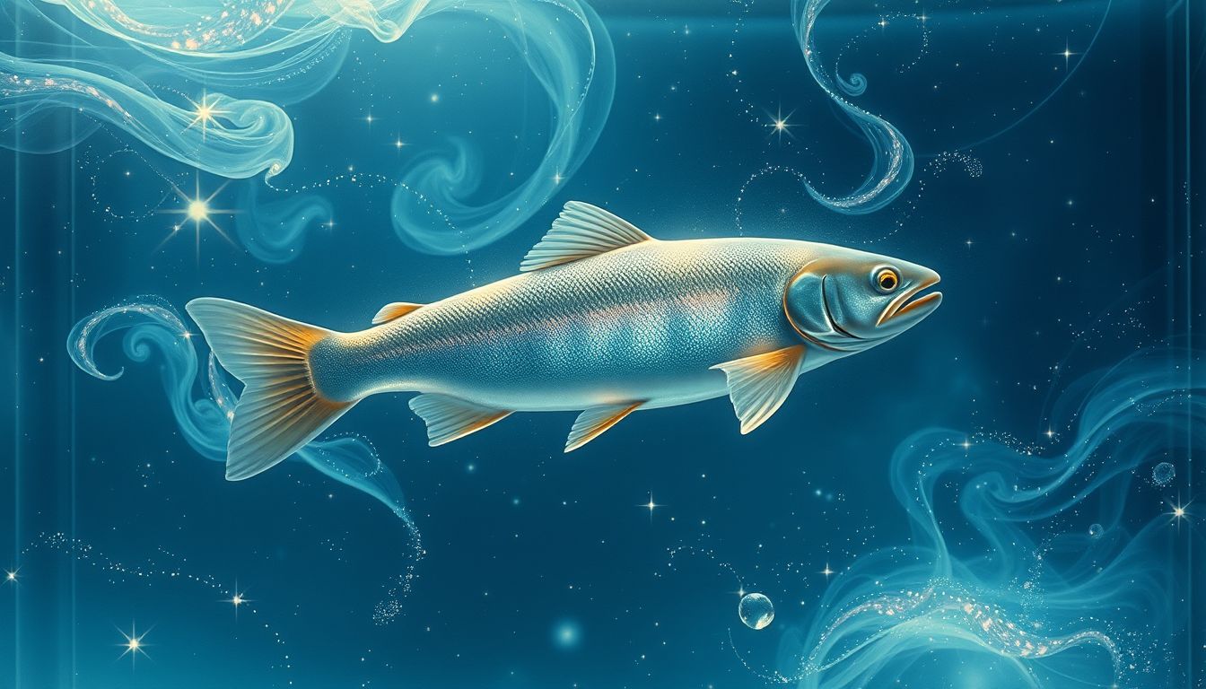 Eine Forelle im Aquarium symbolisiert gefangene Emotionen und Kontrolle.