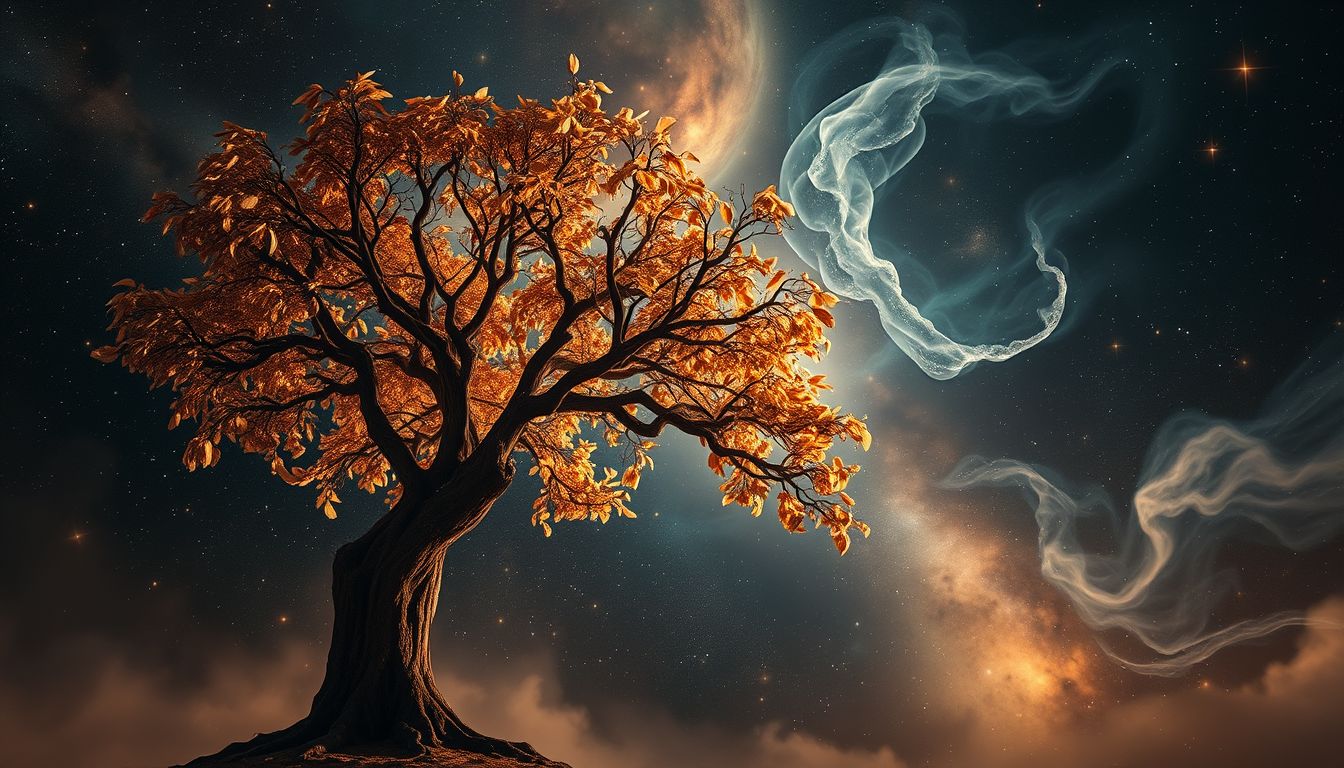 Ein sterbender Kastanienbaum symbolisiert oft Verlust und Veränderung.