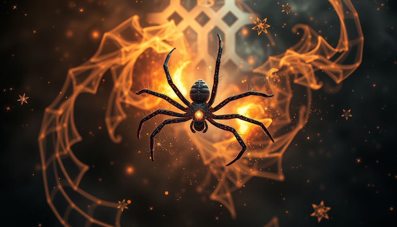 Die schwarze Spinne symbolisiert Chaos und Chance für Neubeginn.