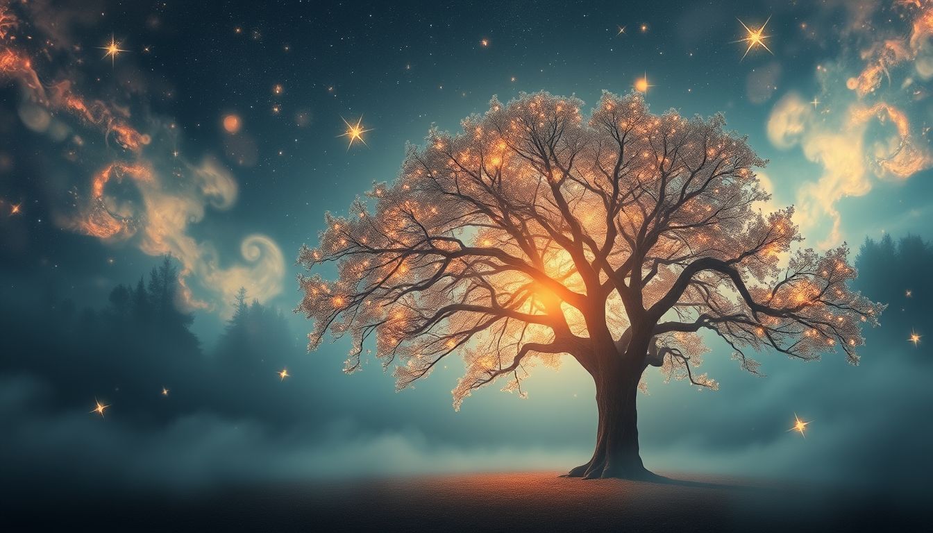 Ein Kastanienbaum im Wald symbolisiert verborgene Kräfte und Wachstum.