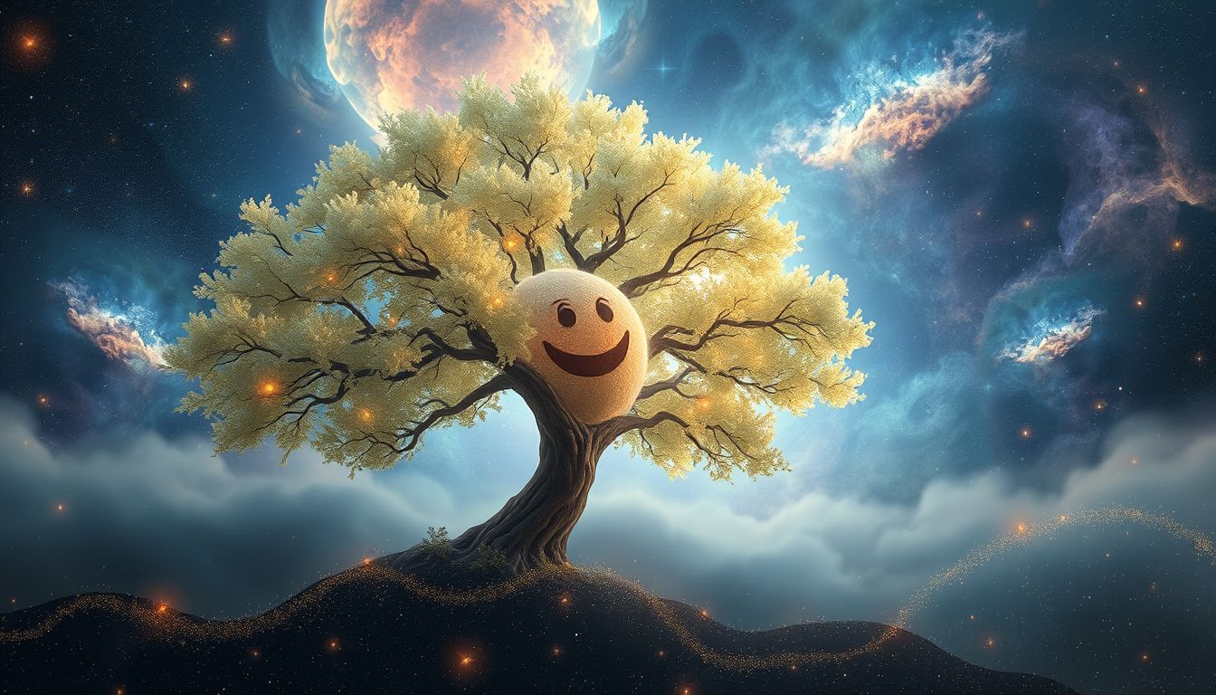 Ein lachender Erlenbaum symbolisiert Freude und persönliche Entwicklung im Traum.