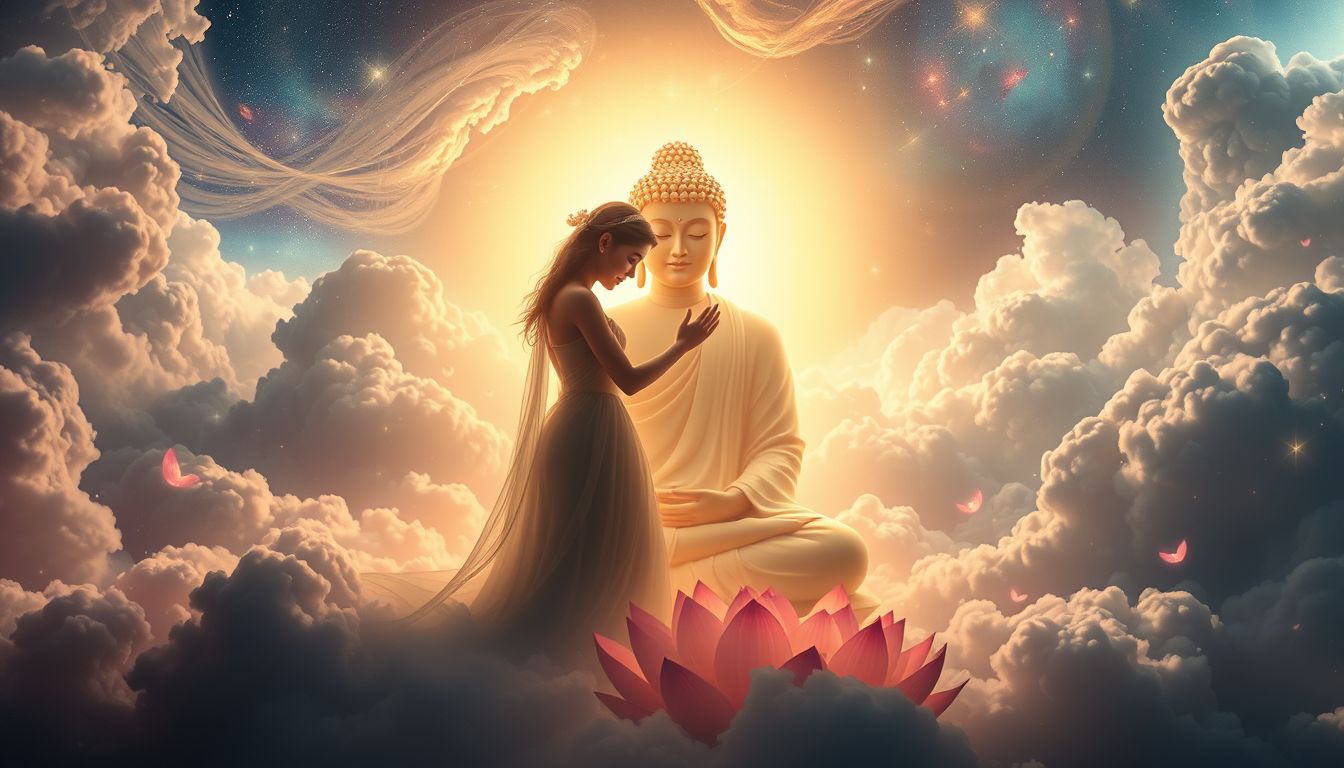 Das Umarmen des dritten Buddha symbolisiert tiefen inneren Frieden.