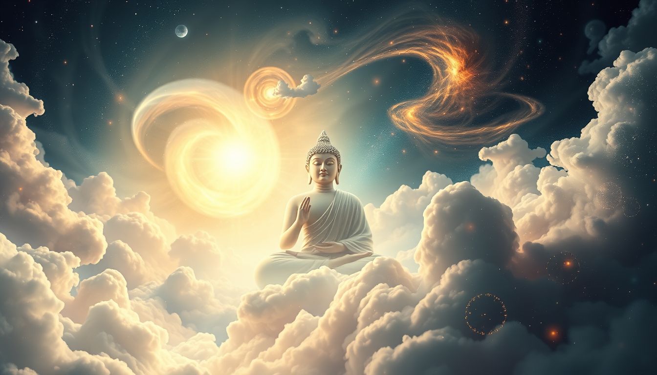 Das Sehen von Buddha im Licht symbolisiert spirituelle Erleuchtung und Frieden.