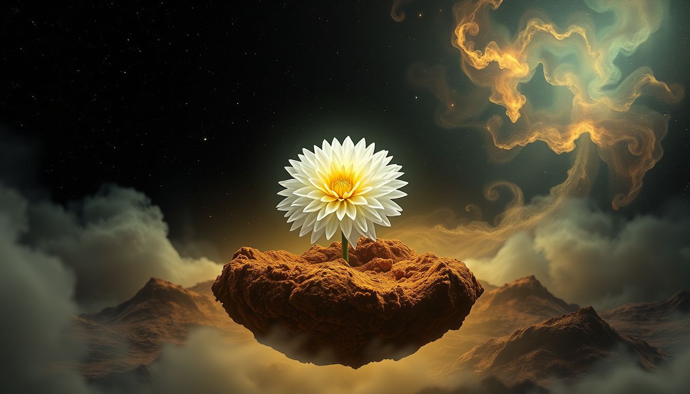 Träumen von Dahlien und Erde symbolisiert Wachstum und innere Transformation.