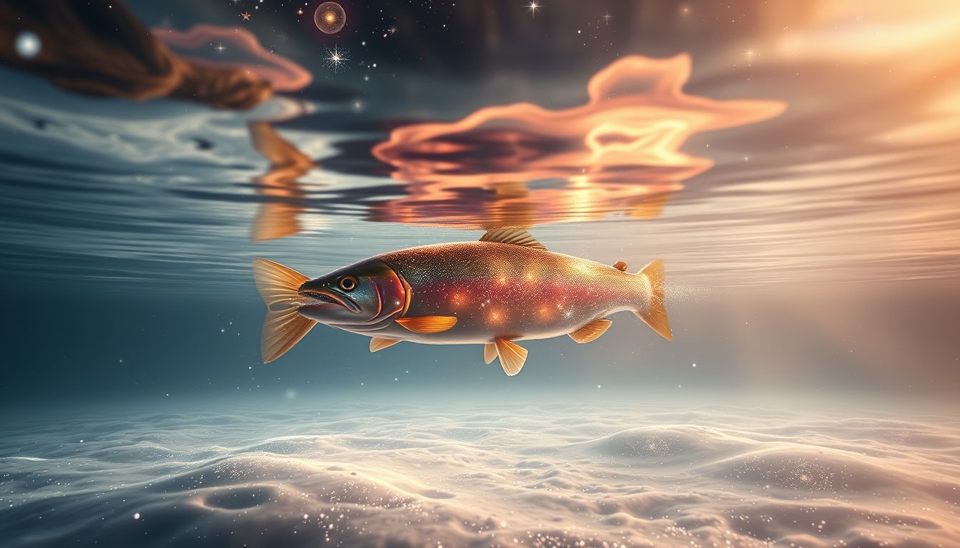 Eine Forelle im See symbolisiert verborgene Emotionen und Intuition.