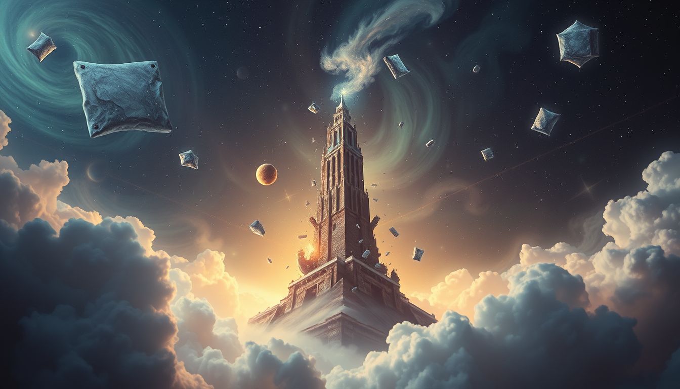 Ein einstürzende Schanze symbolisiert den Verlust von Schutz und Sicherheit.