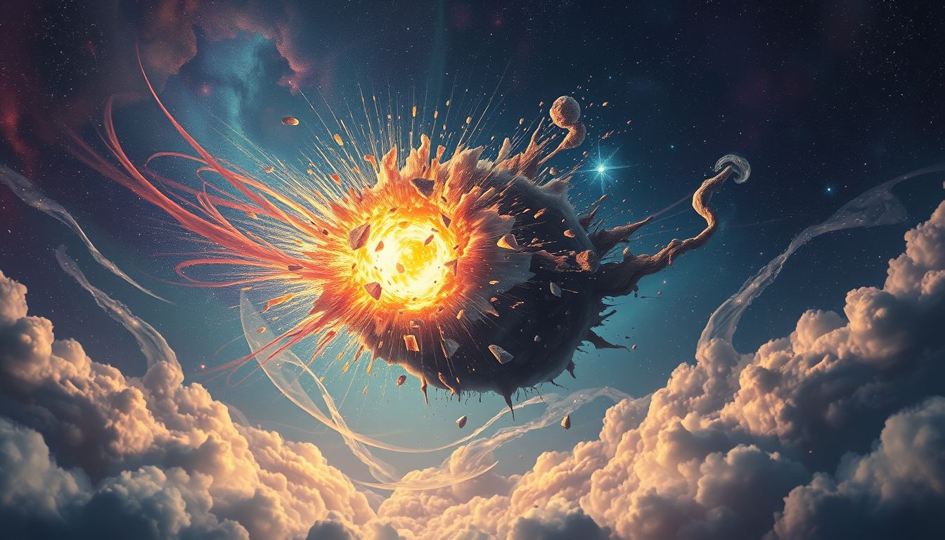 Ein explodierender Backofen symbolisiert überwältigende Emotionen und Krisen.