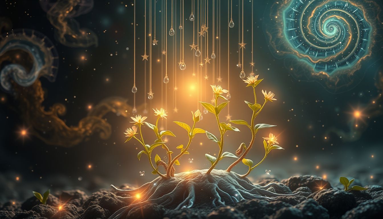 Regen im Garten symbolisiert Wachstum und gedeihende persönliche Projekte.