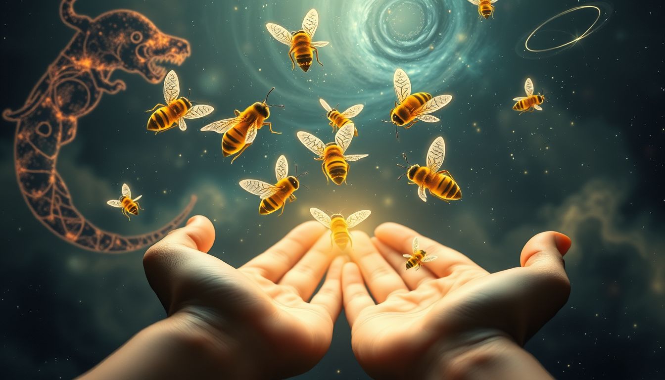 Das Einfangen eines Bienenschwarms symbolisiert neue Chancen und Erfolg.