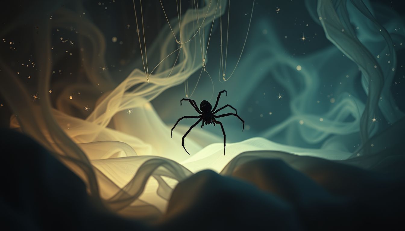 Eine schwarze Spinne im Bett symbolisiert oft Angst vor Nähe.
