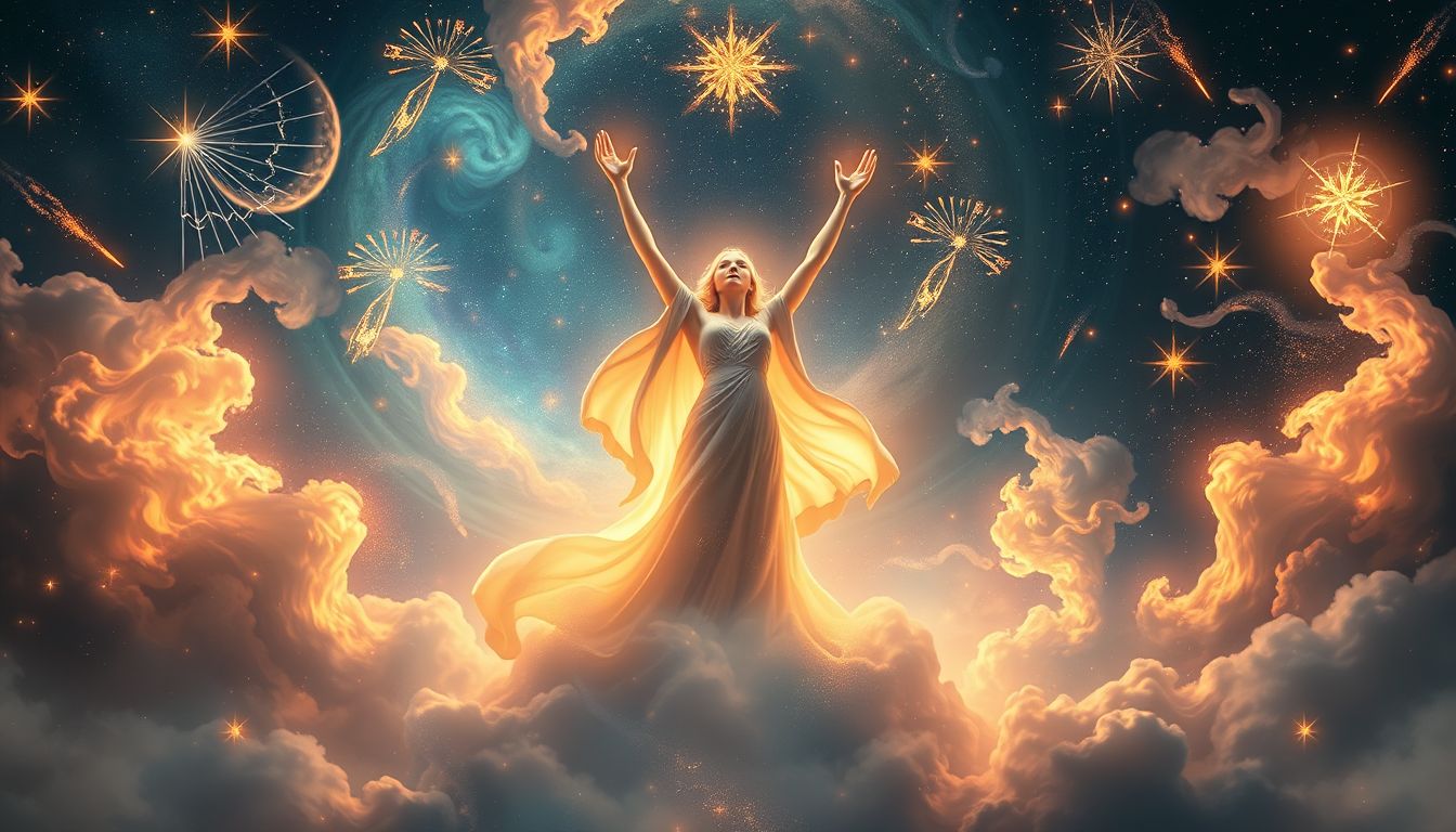 Ein triumphierender Recke symbolisiert inneren Mut und Erfolg.