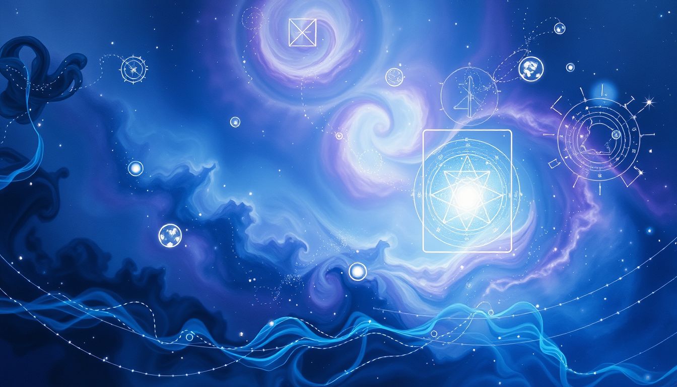 Blaue Tinte symbolisiert intuitive Einsichten und spirituelle Weiterentwicklung.