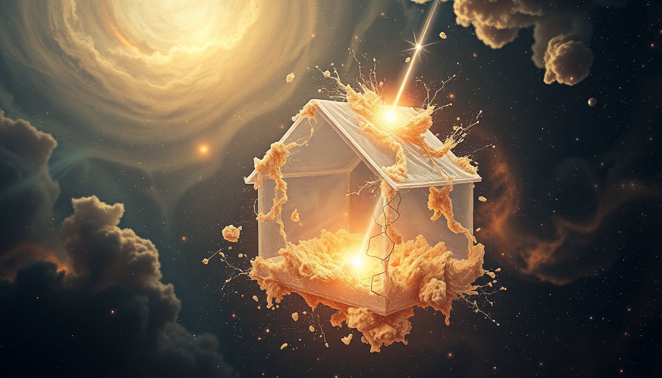 Der Kollaps der Wohnung symbolisiert oft inneren Zusammenbruch und Unsicherheit.