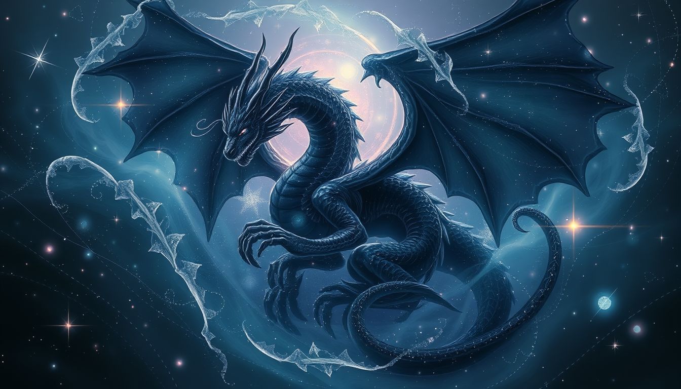 Ein schwarzer Drache symbolisiert oft verborgene Ängste und Macht.