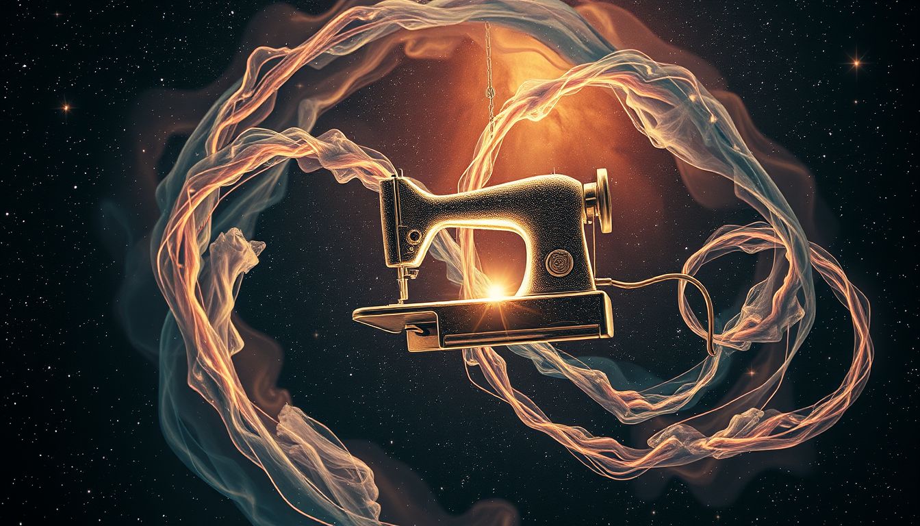 Eine kaputte Nähmaschine symbolisiert innere Blockaden und Stillstand im Leben.