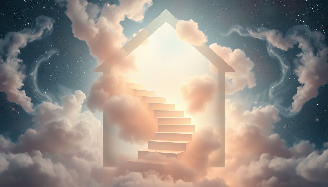 Die Treppe symbolisiert den Aufstieg ins Bewusstsein und Selbst.