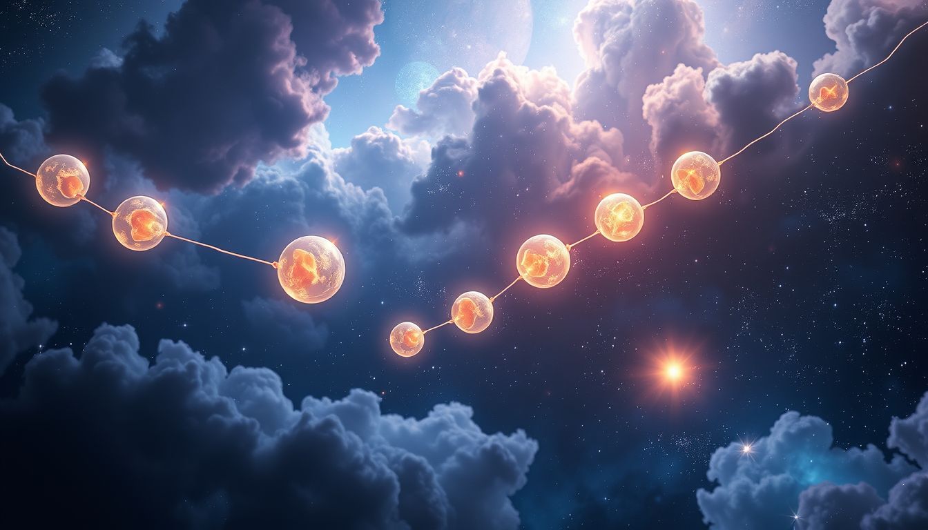 Ein zerbrochener Rosenkranz symbolisiert oft verlorenen Glauben oder Zweifel.