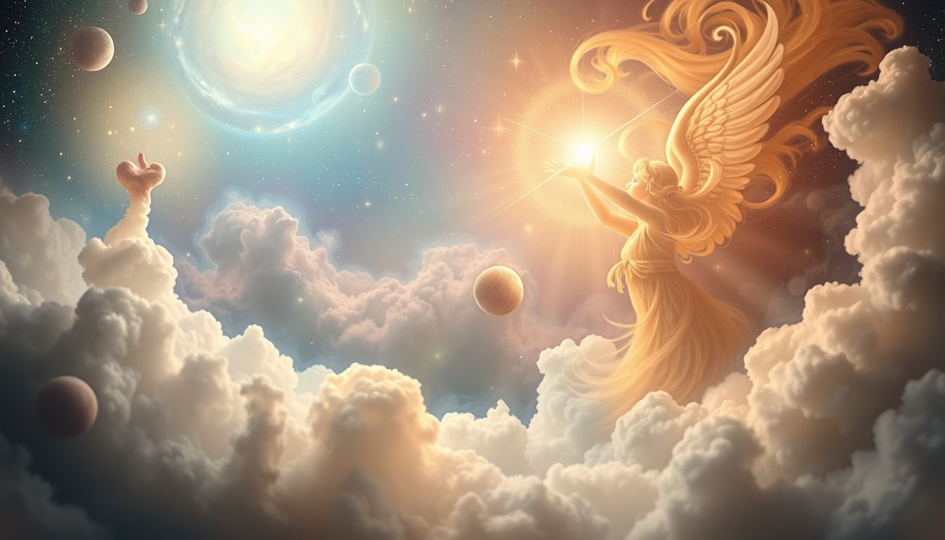 Gegrüßt von einem Engel symbolisiert Schutz und göttliche Führung.