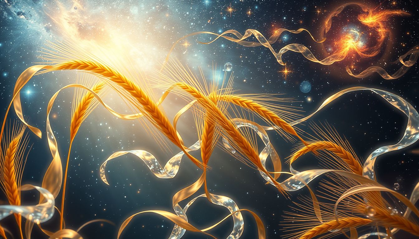 Kornähren symbolisieren Leben, Wasser nährt Emotionen und Intuition tief.
