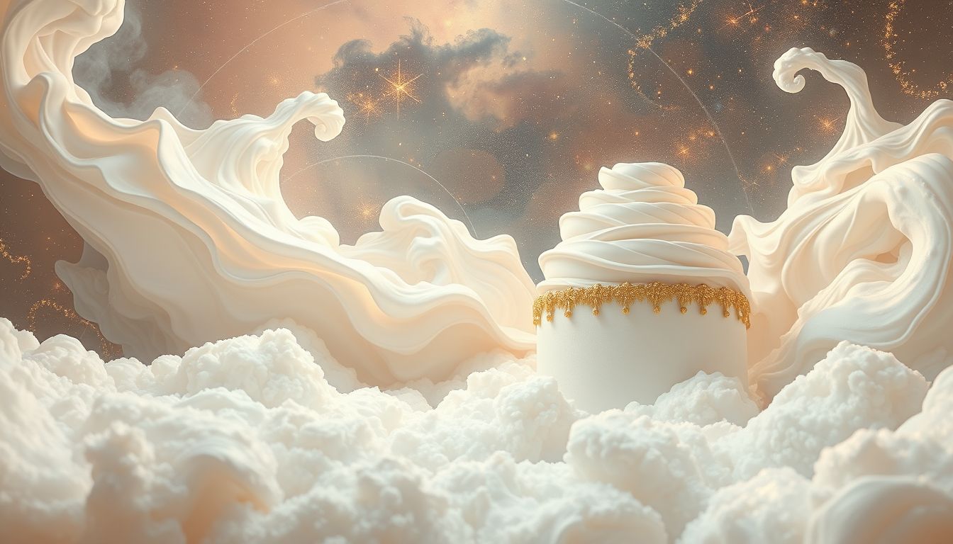 Rahm auf Kuchen symbolisiert Genuss, Luxus und kreative Lebensfreude.