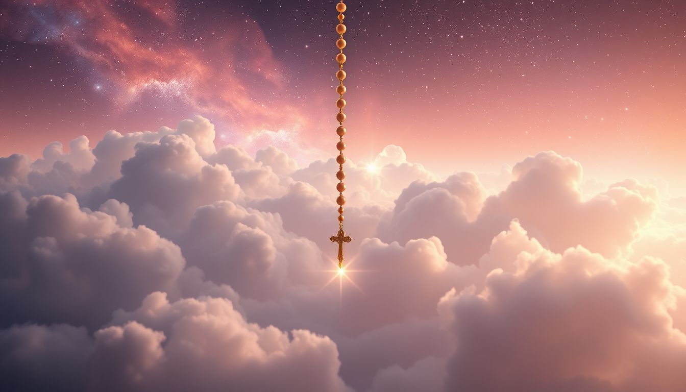 Das Fallenlassen der Rosenkranzkörner symbolisiert spirituelle Zweifel und Loslassen.