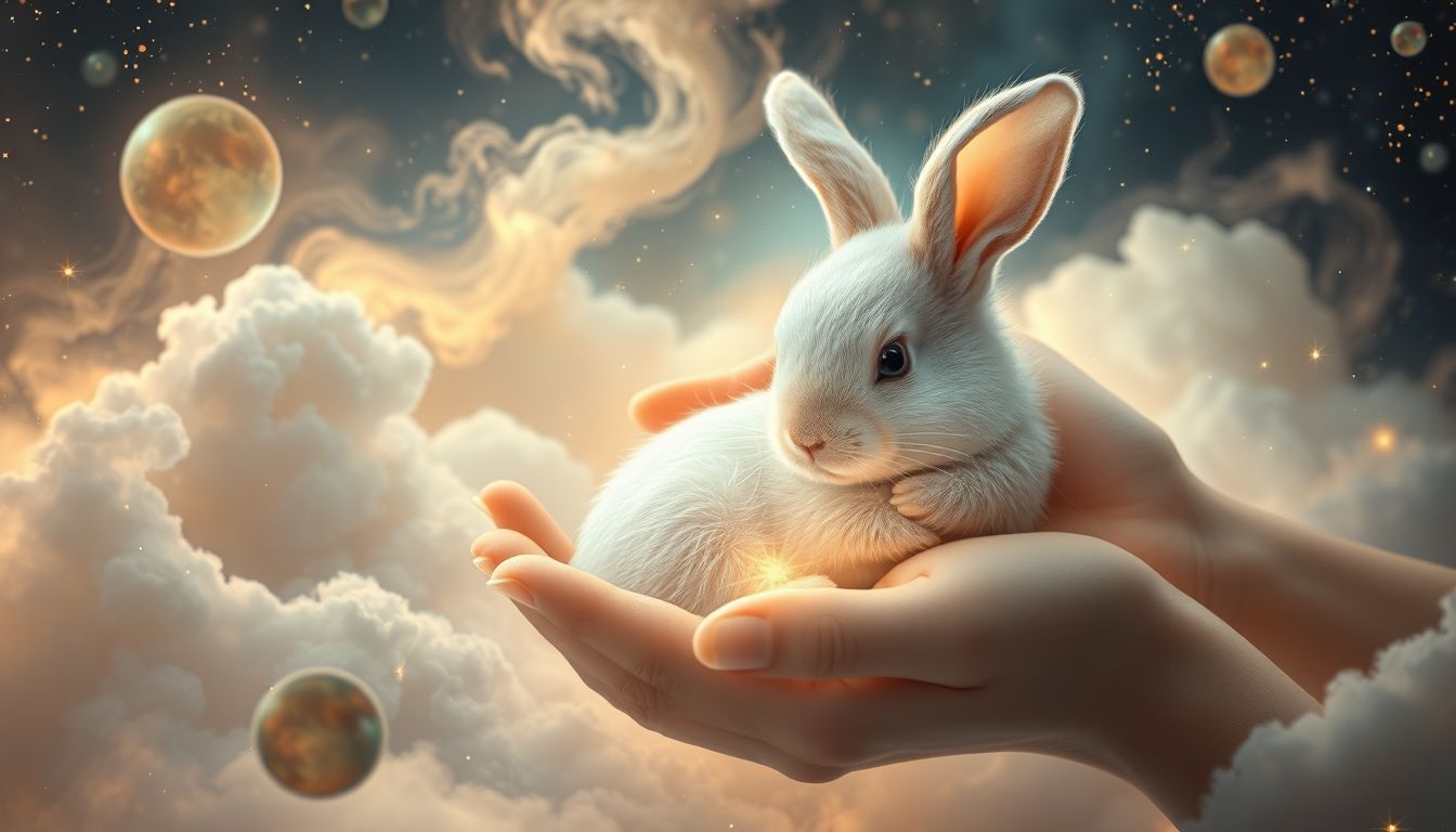 Einen Hasen füttern symbolisiert Fürsorge und neues Lebensglück.