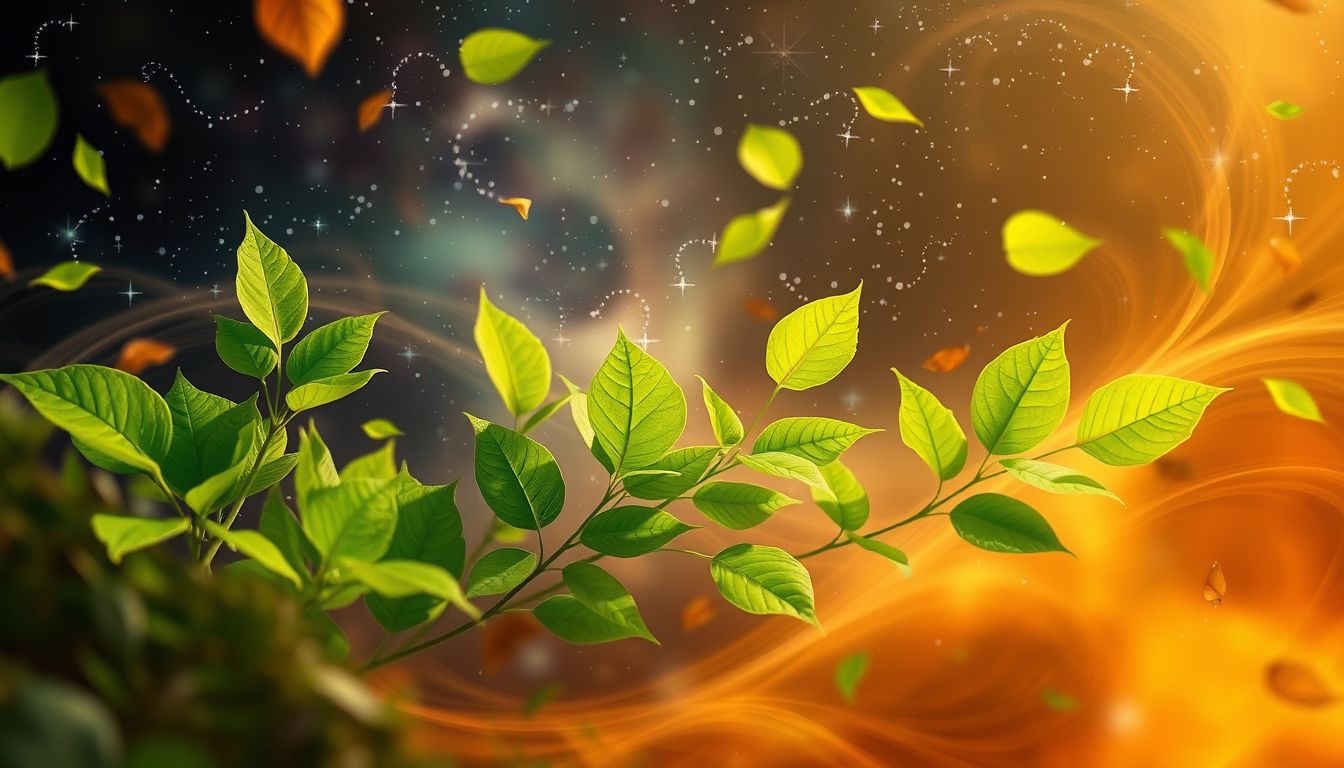 Grüne Blätter im Herbst symbolisieren unerwartetes Wachstum und Hoffnung.