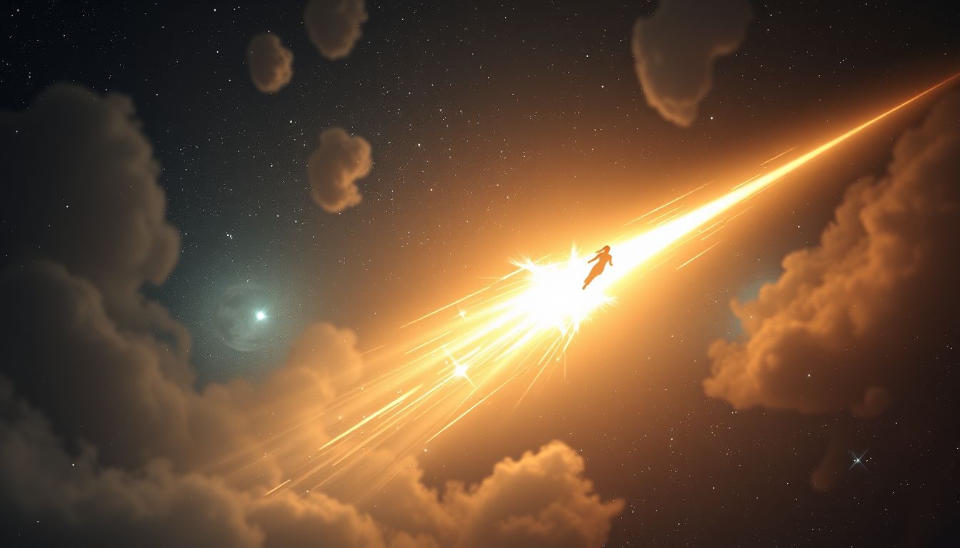 Im Traum mit einem Meteor reisen symbolisiert schnellen Lebenswandel.