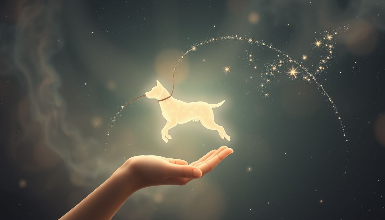 Einen Hund an der Leine führen symbolisiert Kontrolle und Verantwortungsbewusstsein.