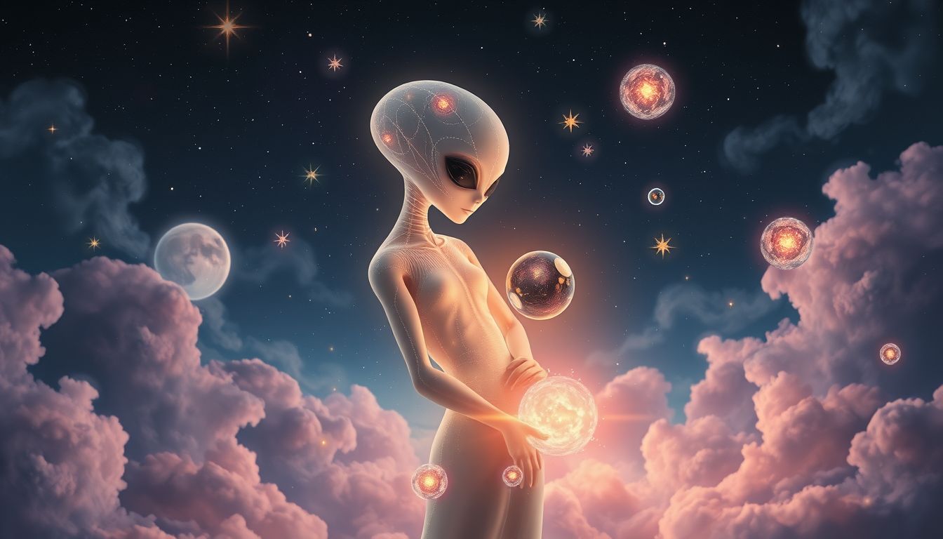 Traum 18: Alien-Liebe symbolisiert unerwartete emotionale Verbindungen und Offenheit.