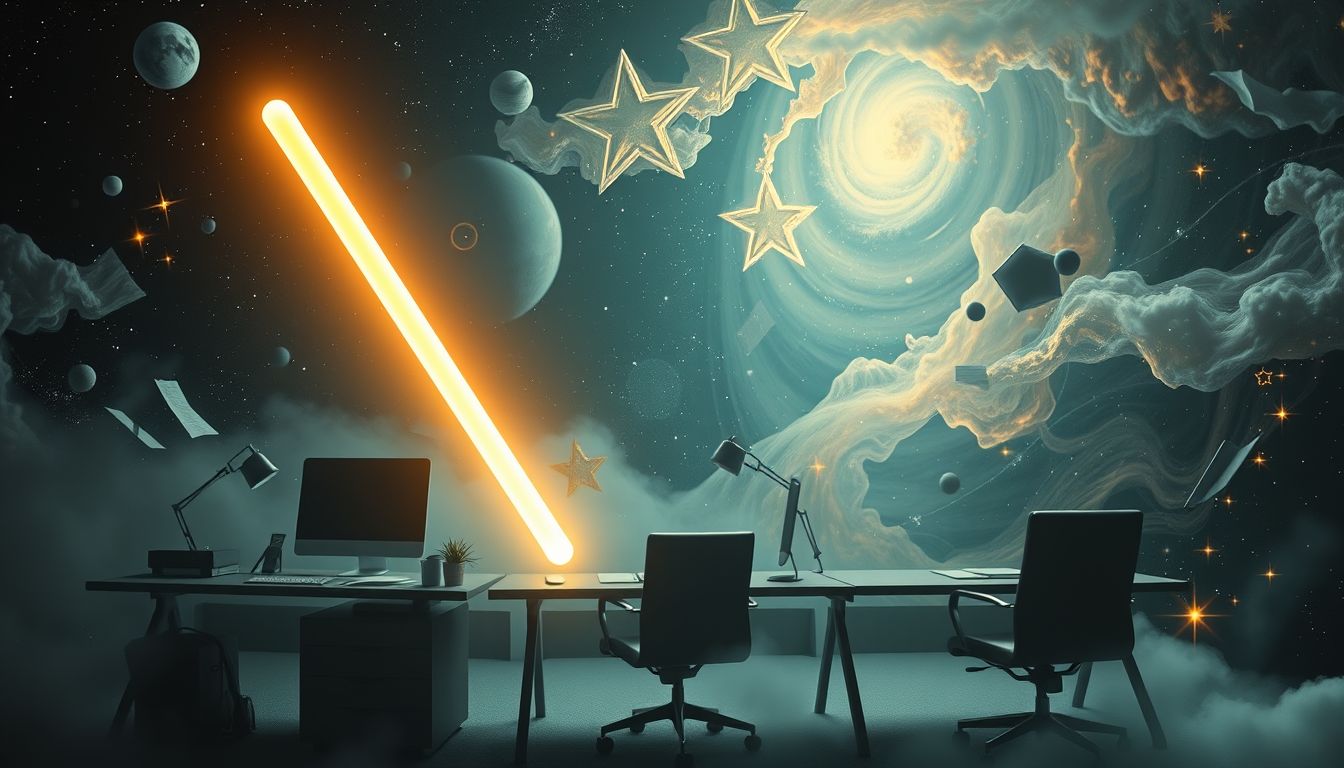 Ein Schlagstock im Büro symbolisiert Kontrolle und Durchsetzungsvermögen.