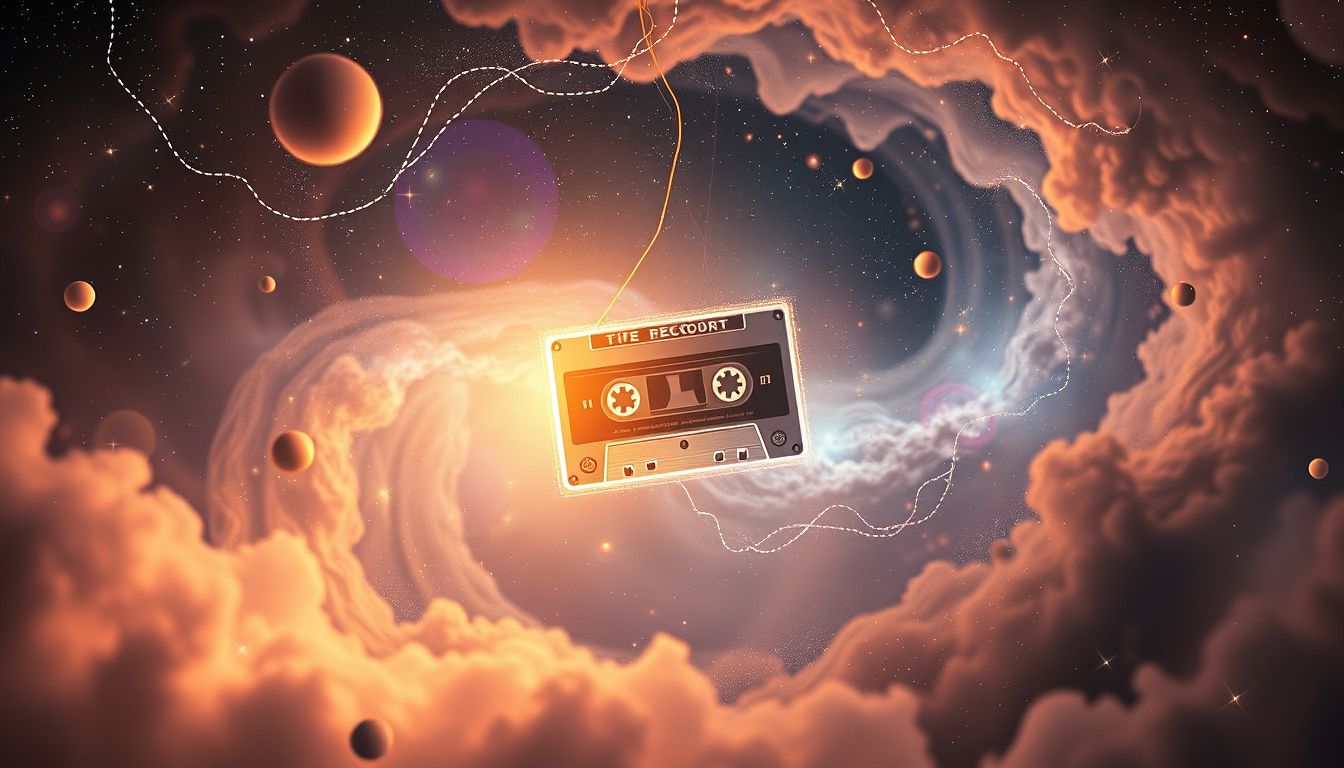 Ein Tonbandgerät an unerwartetem Ort symbolisiert verborgene Erinnerungen.