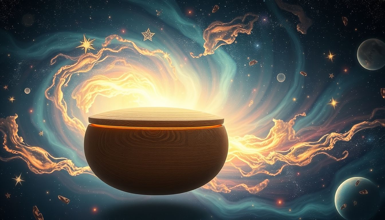 Ein Holzgefäß mit Deckel symbolisiert verborgene Gefühle und Geheimnisse.