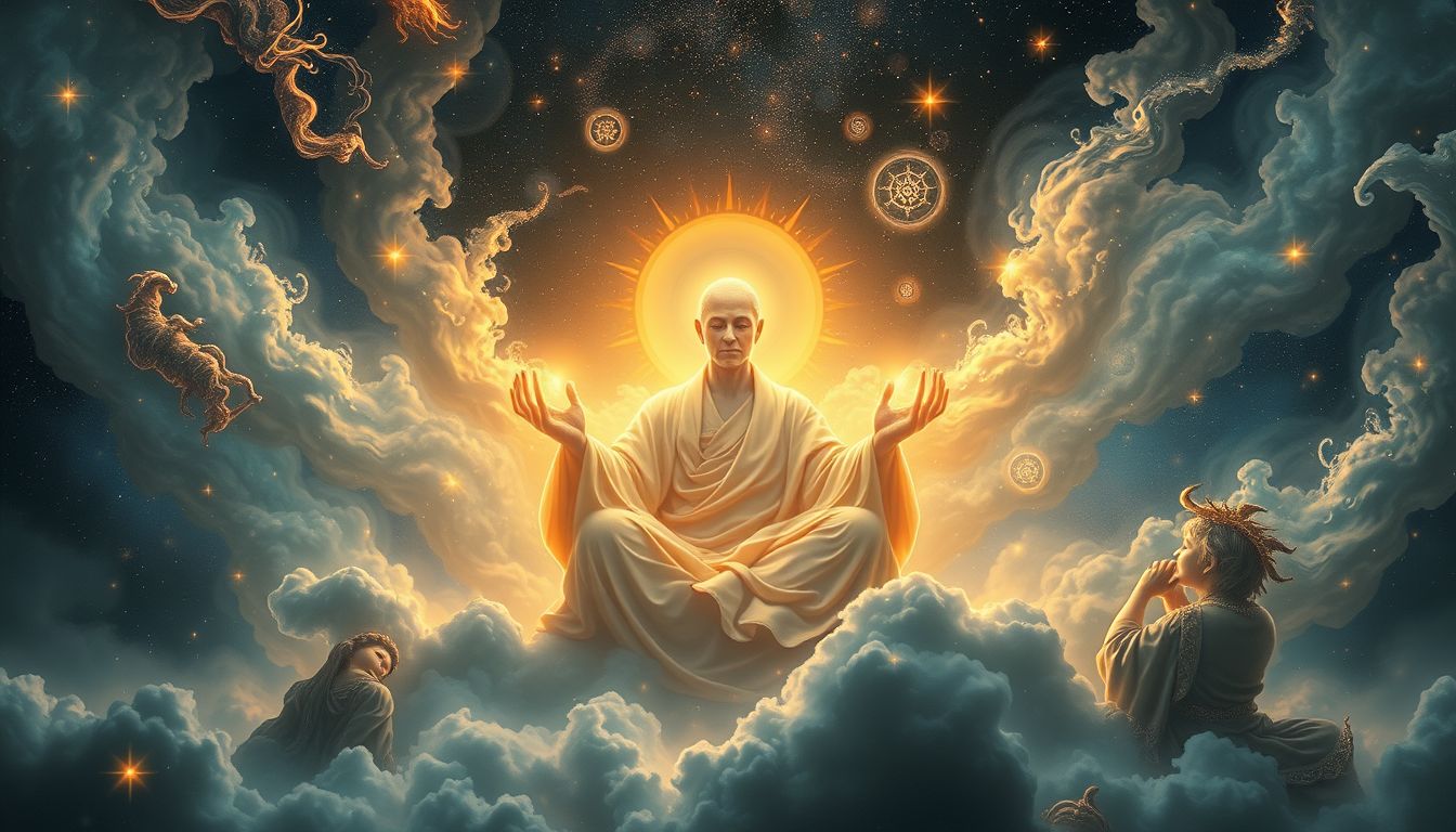 Beim Unterricht eines Religionsgründers offenbart sich spirituelle Erleuchtung.