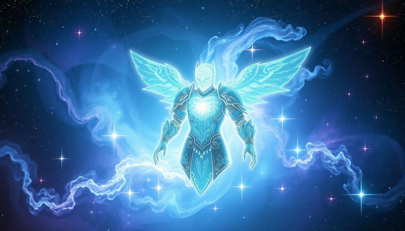 Eine verzauberte Rüstung symbolisiert Schutz durch innere Stärke.