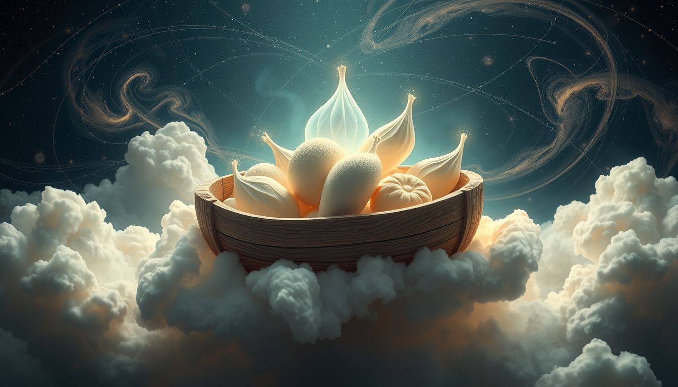 Ein Holzgefäß mit Essen symbolisiert geborgene Nahrung und Fürsorge.