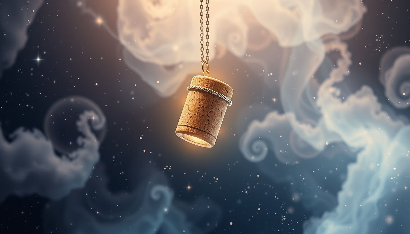 Ein Korken als Amulett symbolisiert Schutz vor negativen Energien.