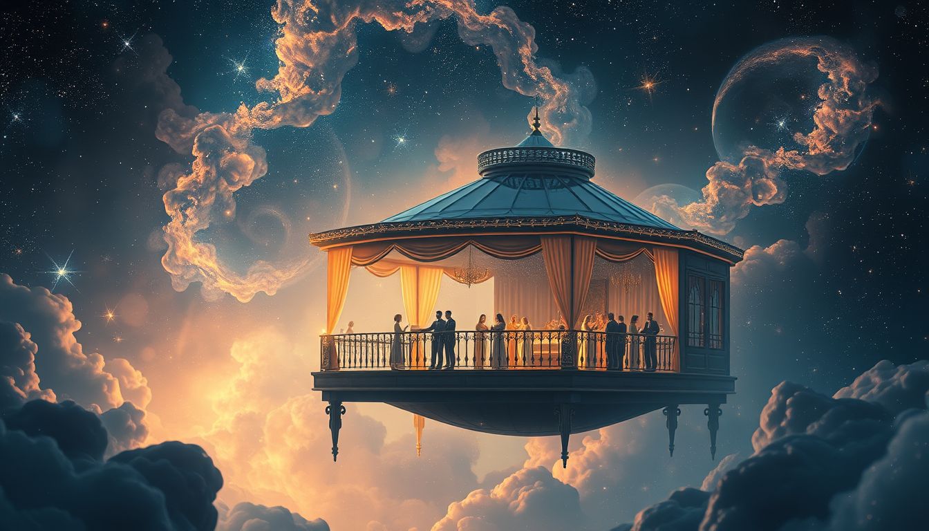 Eine Party auf der Veranda symbolisiert soziale Freude und Zusammengehörigkeit.