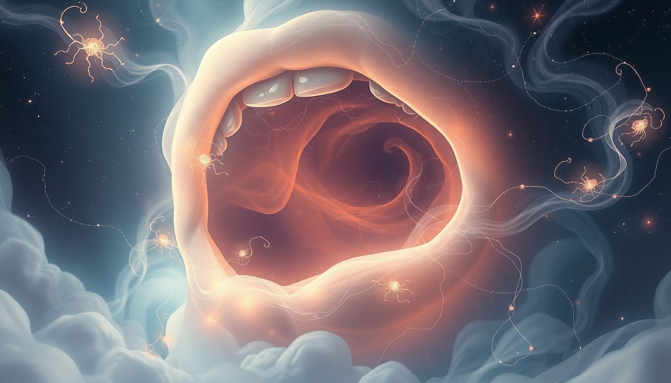 Der Traum von Parasiten im Mund symbolisiert innere Belastung.