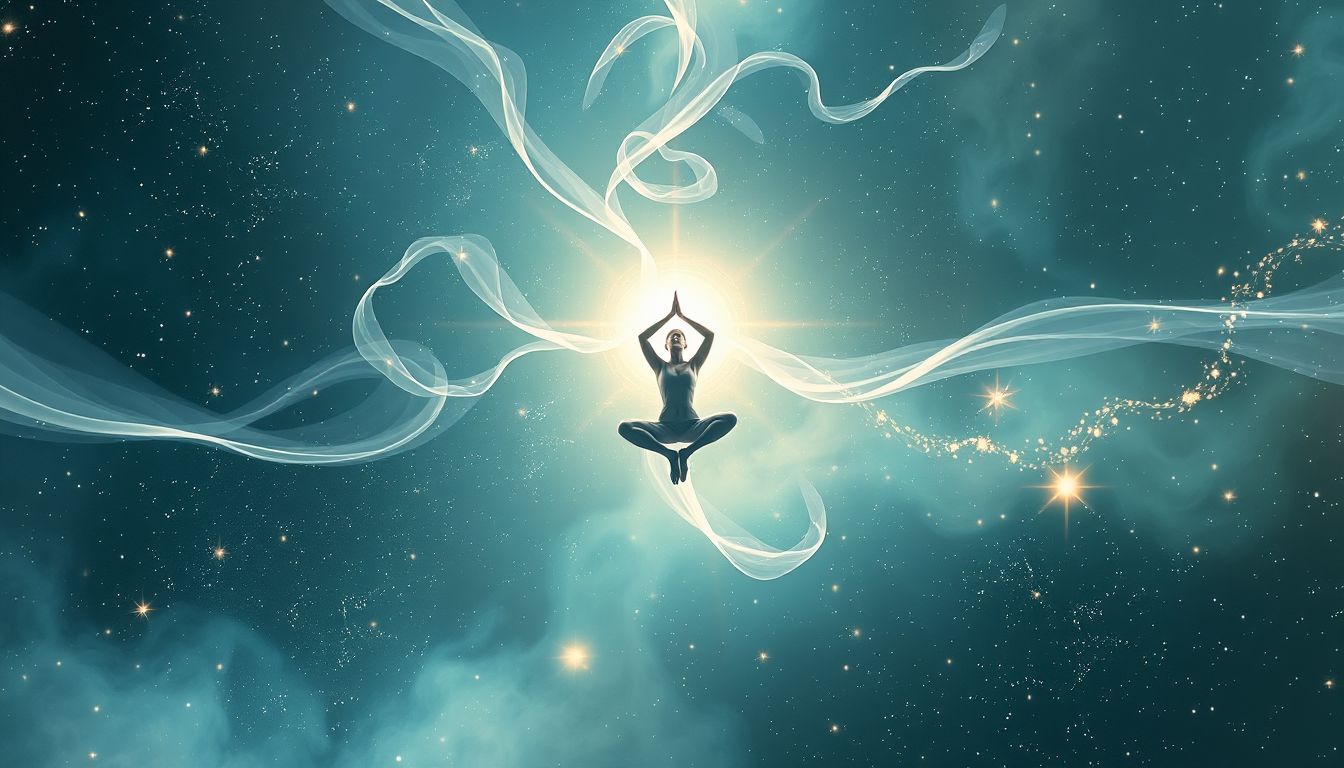Der Traum von Yoga und Fliegen symbolisiert spirituelle Freiheit und Grenzenlosigkeit.