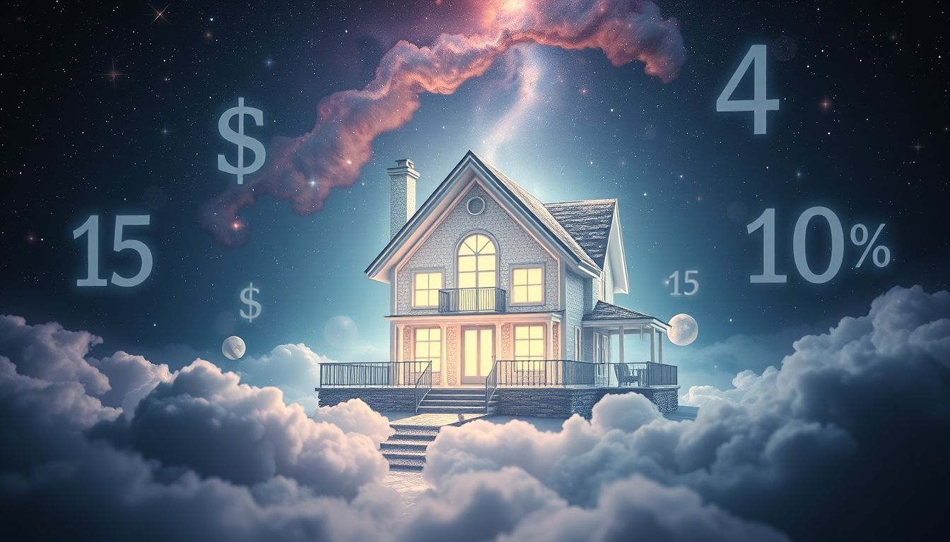 Ein Preiskurant im Traumhaus symbolisiert innere Selbstbewertung und Vorsicht.