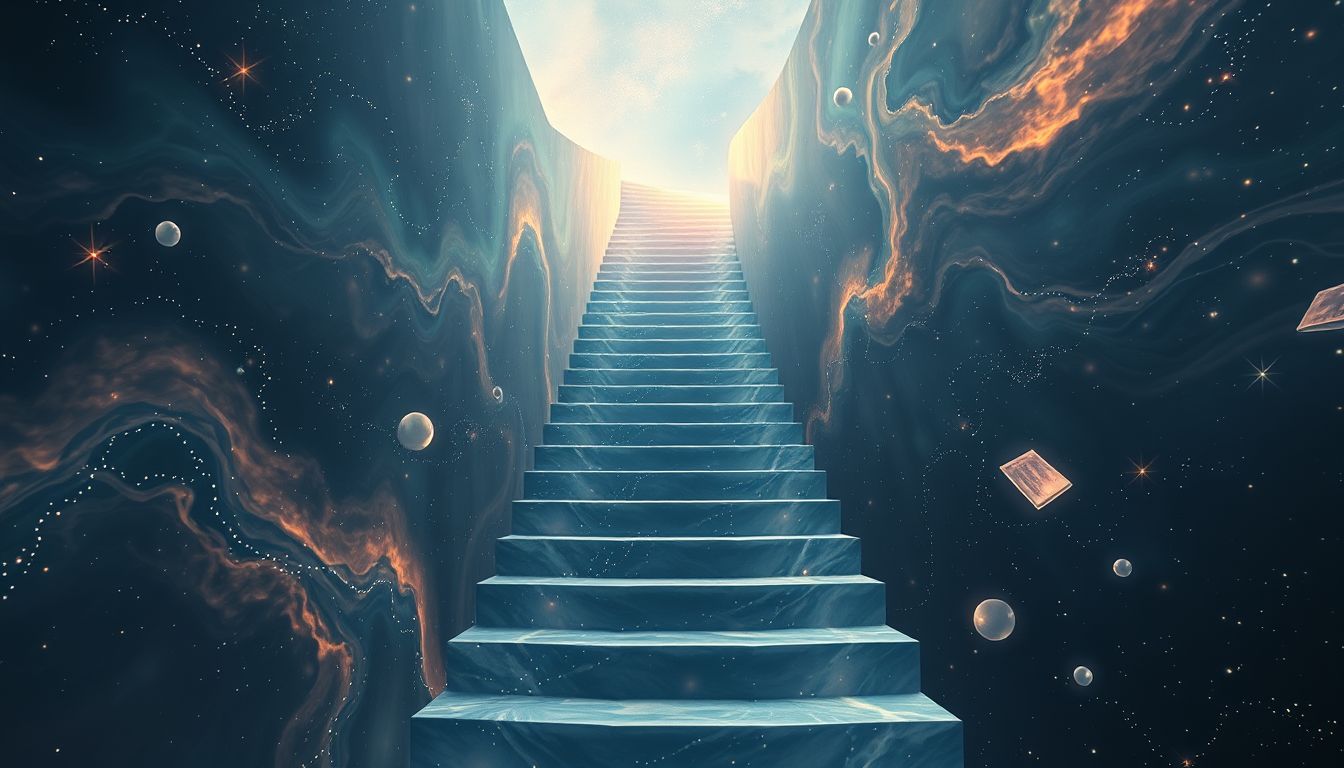 Treppe hinuntersteigen symbolisiert oft Rückschritt oder Verlust.