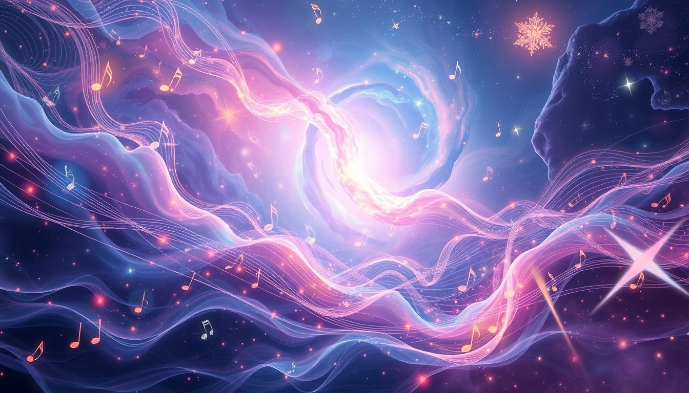 Musik-Verstreuen spiegelt innere Harmonie oder seelische Unruhe wider.