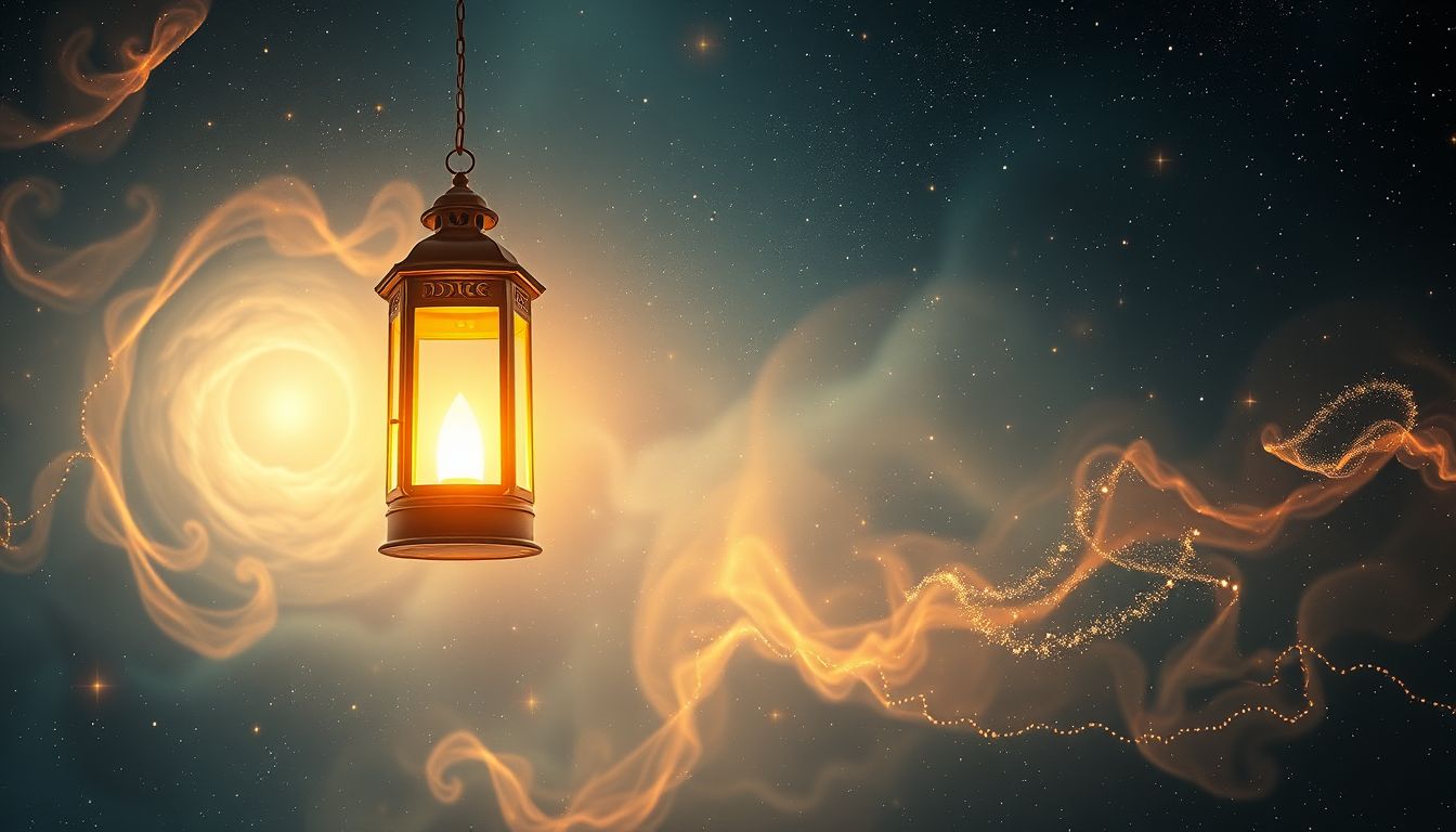 Ein einzelner heller Lampion symbolisiert innere Führung und klare Gedanken.