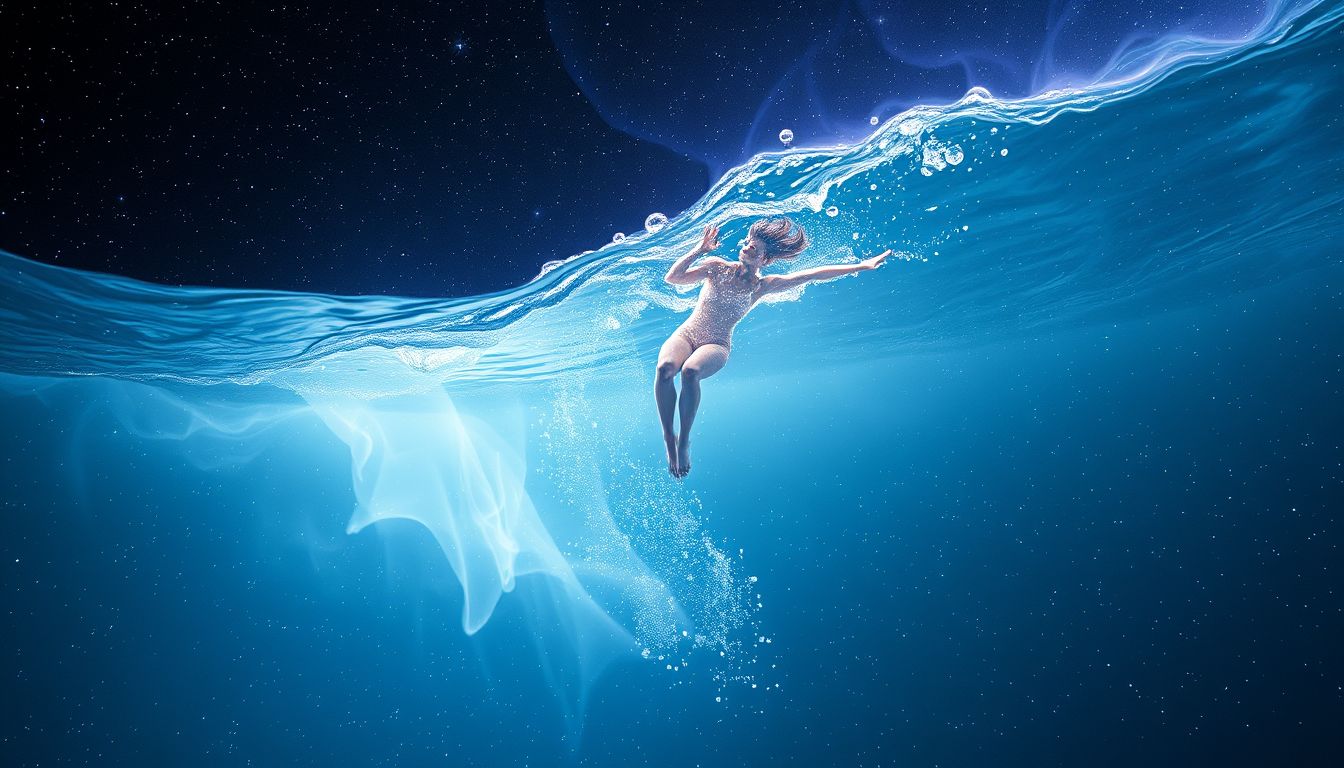 Ein Sprung ins Wasser symbolisiert Neubeginn und emotionale Reinigung.