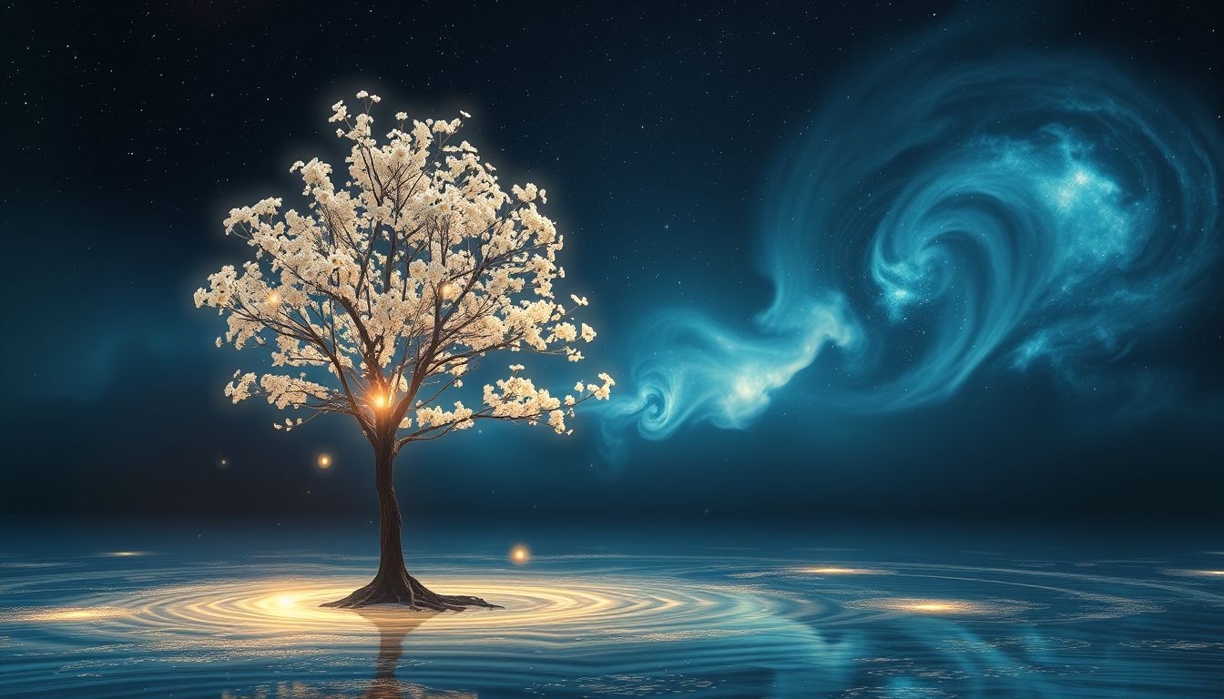 Eine Akazie am Wasser symbolisiert emotionale Heilung und Wachstum.