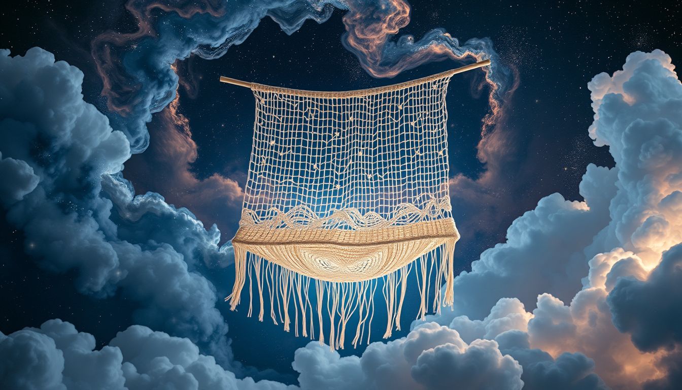 Der Rückstich im Wandteppich symbolisiert das Verflechten vergangener Erfahrungen.