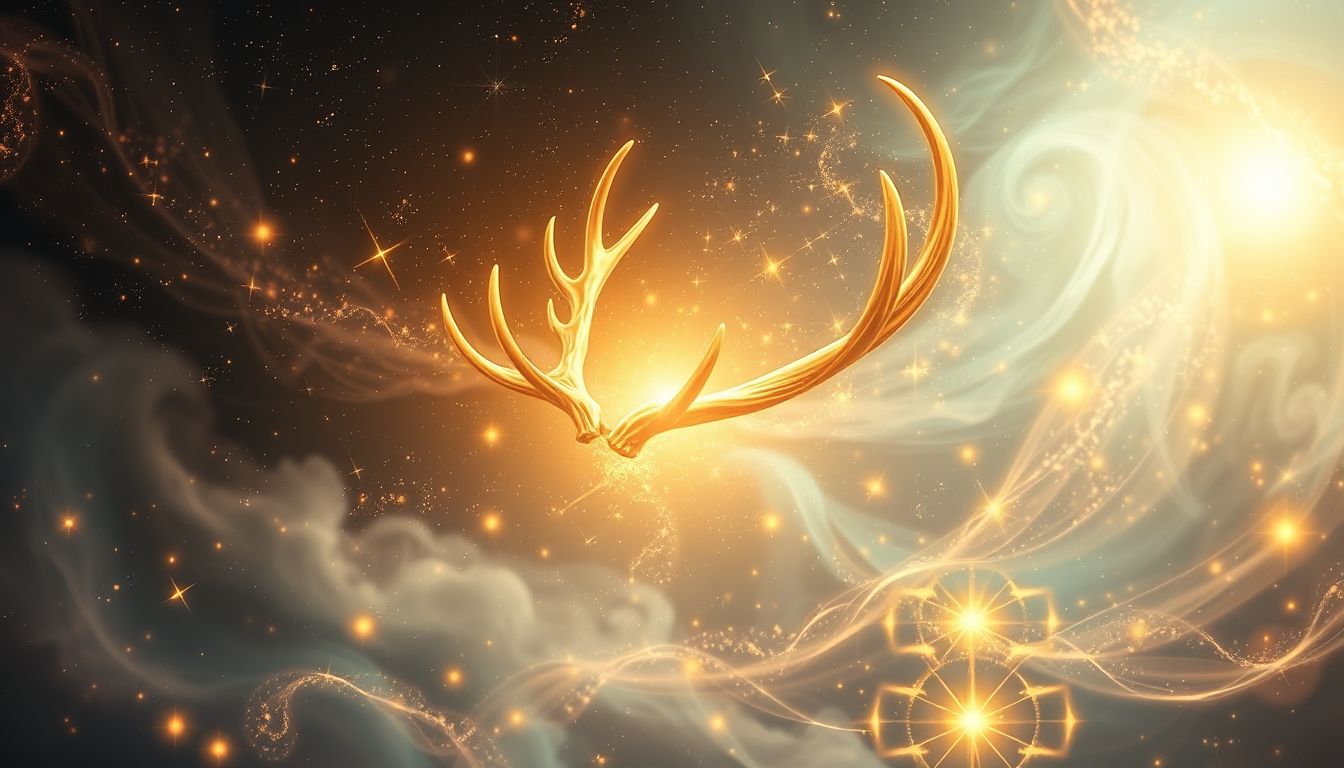 Das goldene Geweih symbolisiert oft Reichtum und spirituelle Erfüllung.